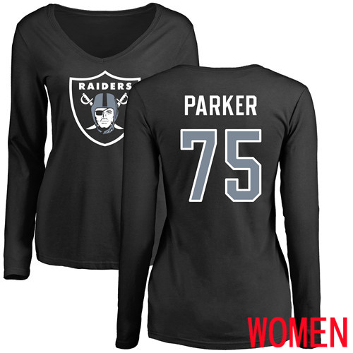 Oakland Raiders Olive Women Brandon Parker Name and Number Logo NFL Football #75 Long Sleeve Jersey